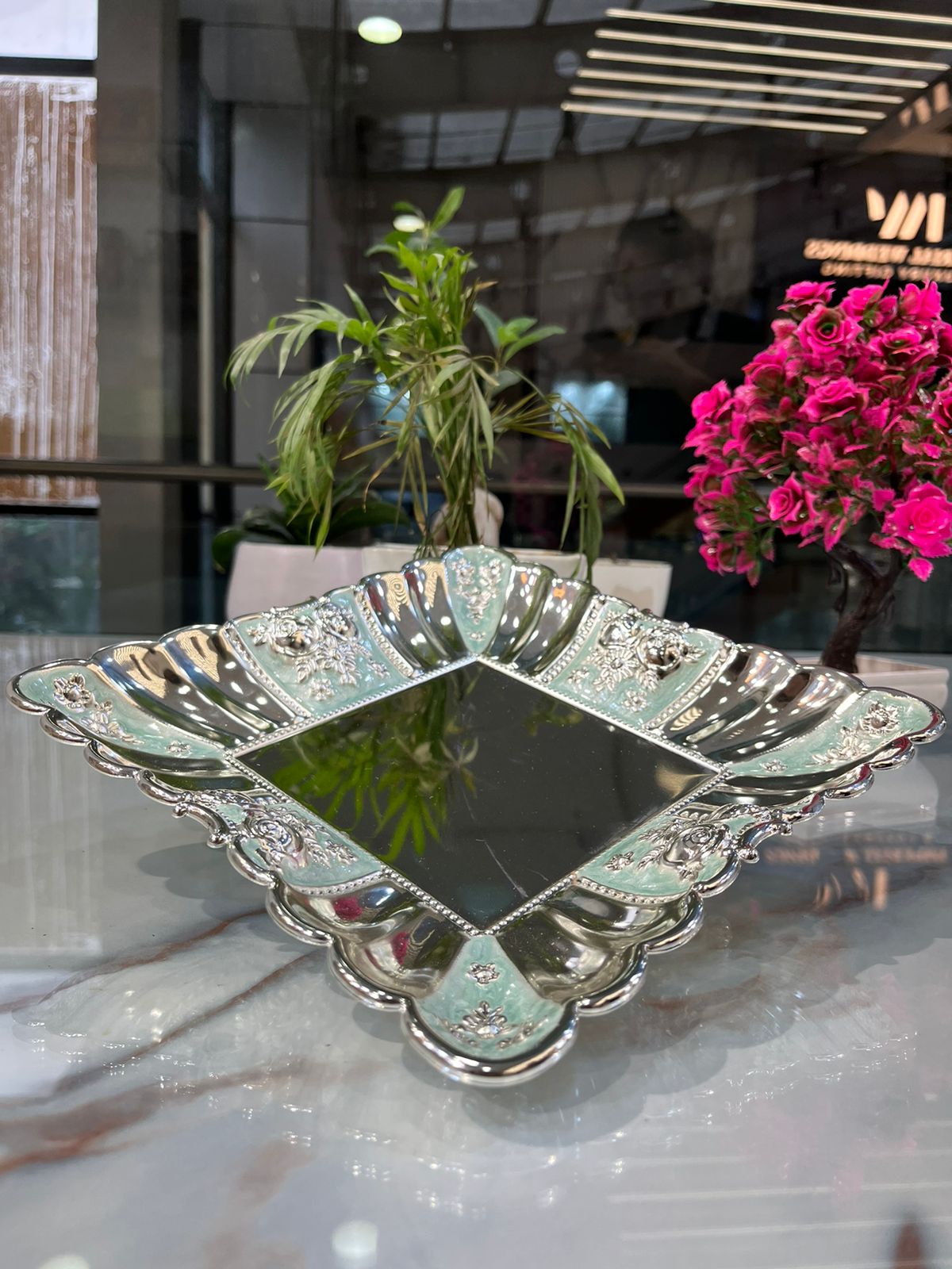 Blue German silver Tray