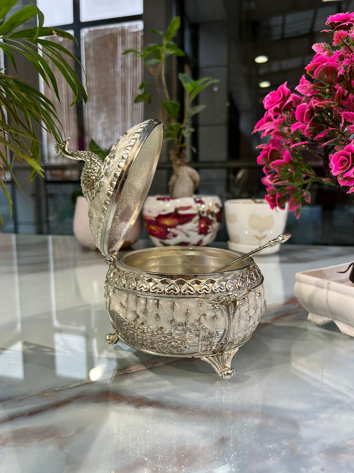 Peacock Candy Jar with spoon