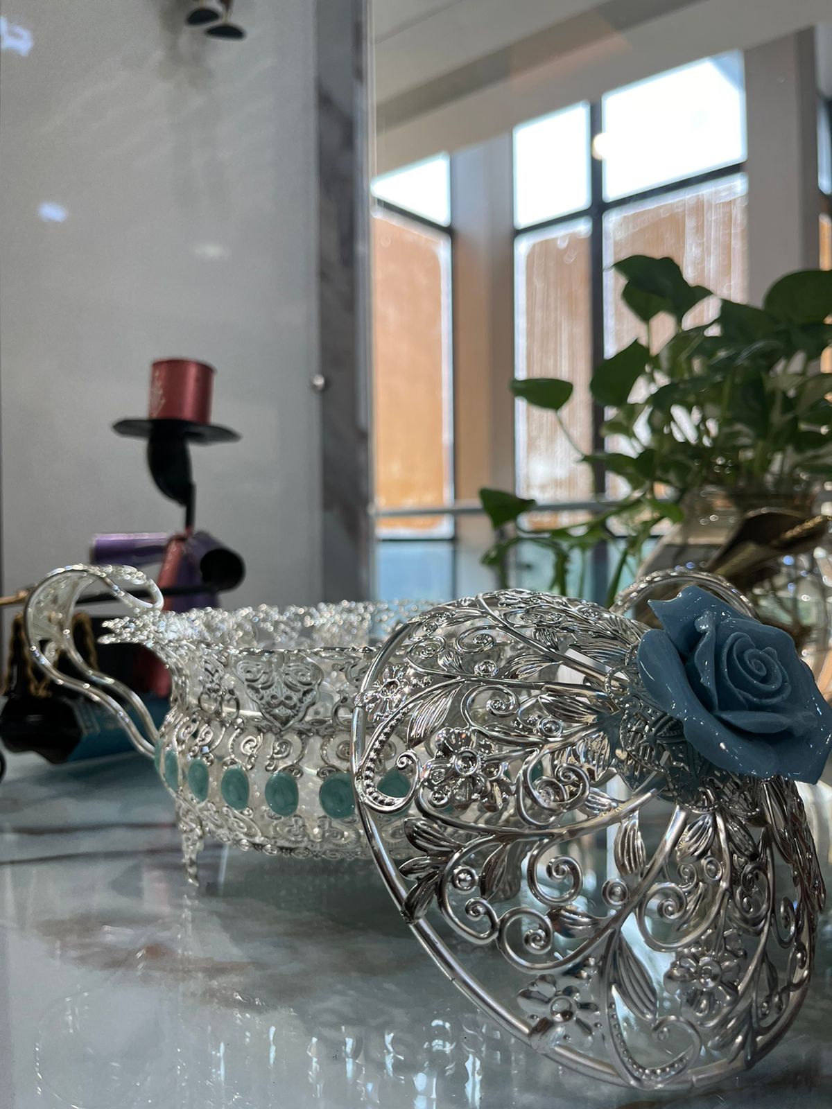Rose Basket German Silver with lid