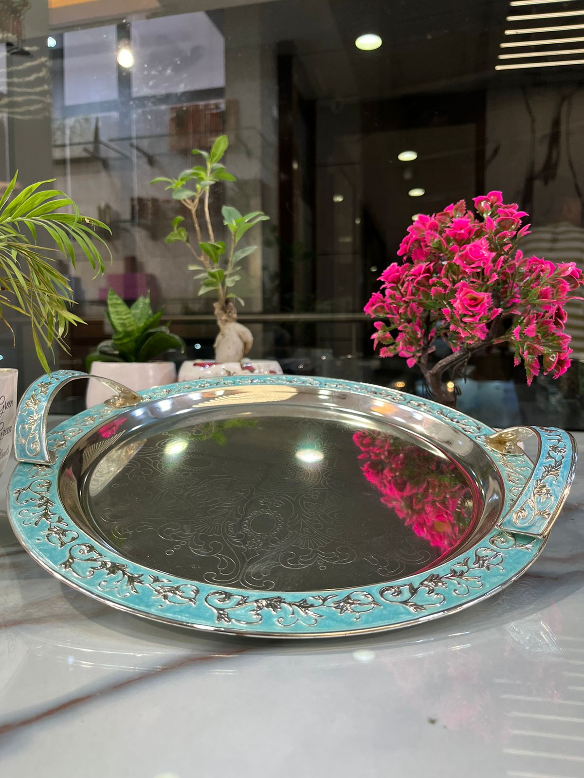 Silver Round Tray large