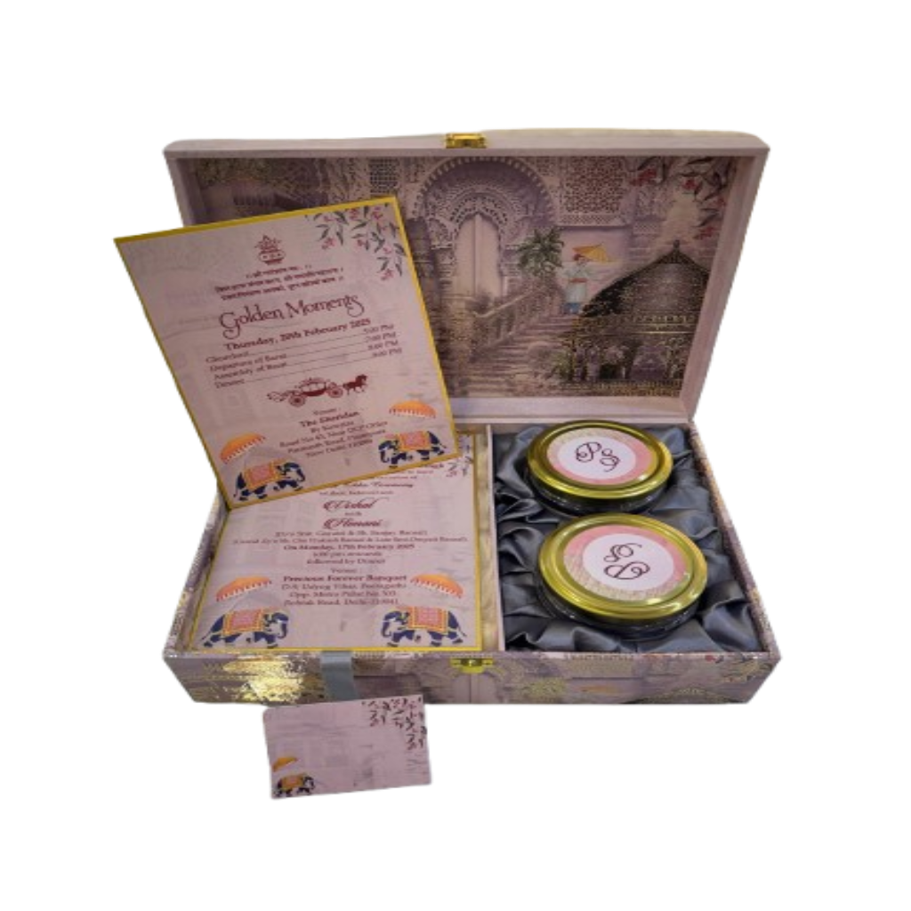 Golden Elegance Wedding Invitation Box