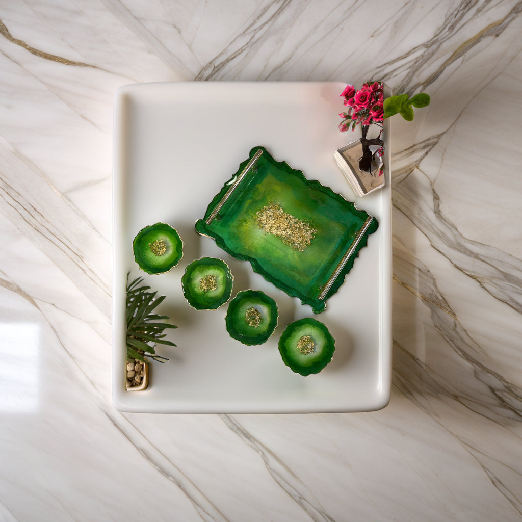 Tray with 4 coaster set
