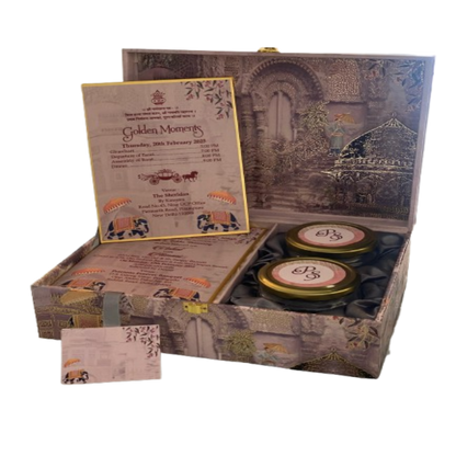 Golden Elegance Wedding Invitation Box