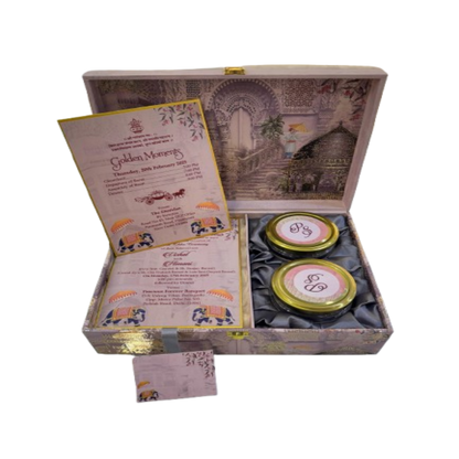 Golden Elegance Wedding Invitation Box
