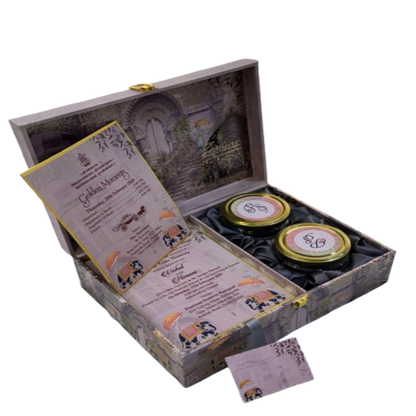Golden Elegance Wedding Invitation Box