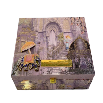 Golden Elegance Wedding Invitation Box