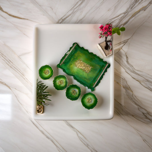 Tray with 4 coaster set