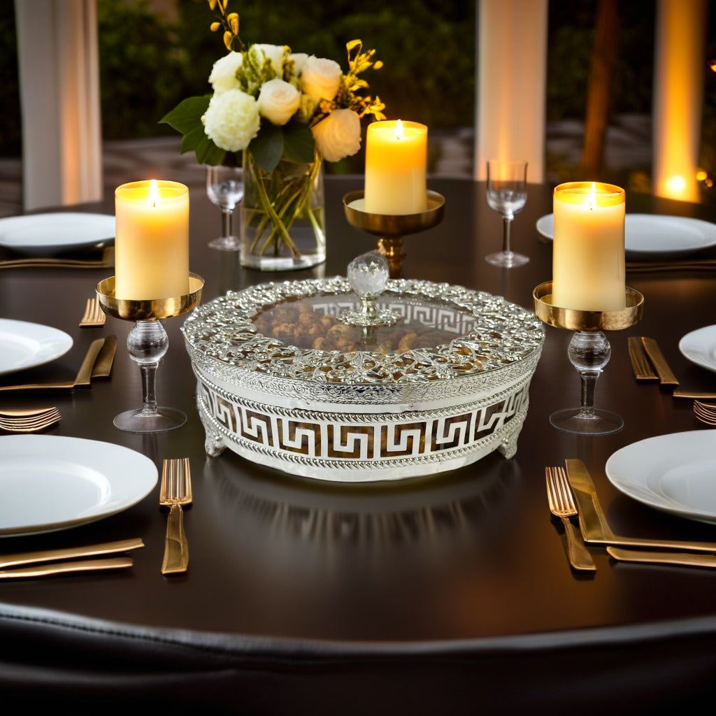 Round Silver Dry Fruit Tray (Set-4)