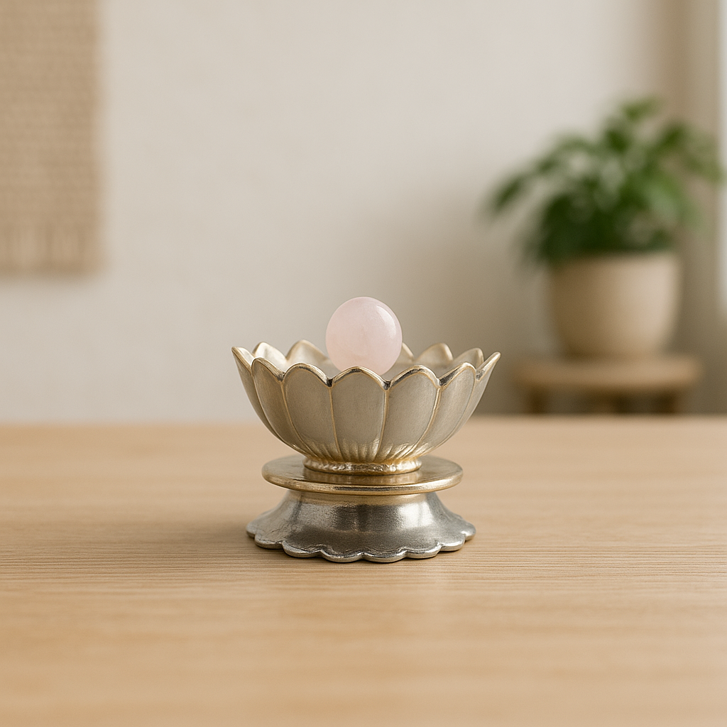 Lotus Radiance Urli with Rose Quartz