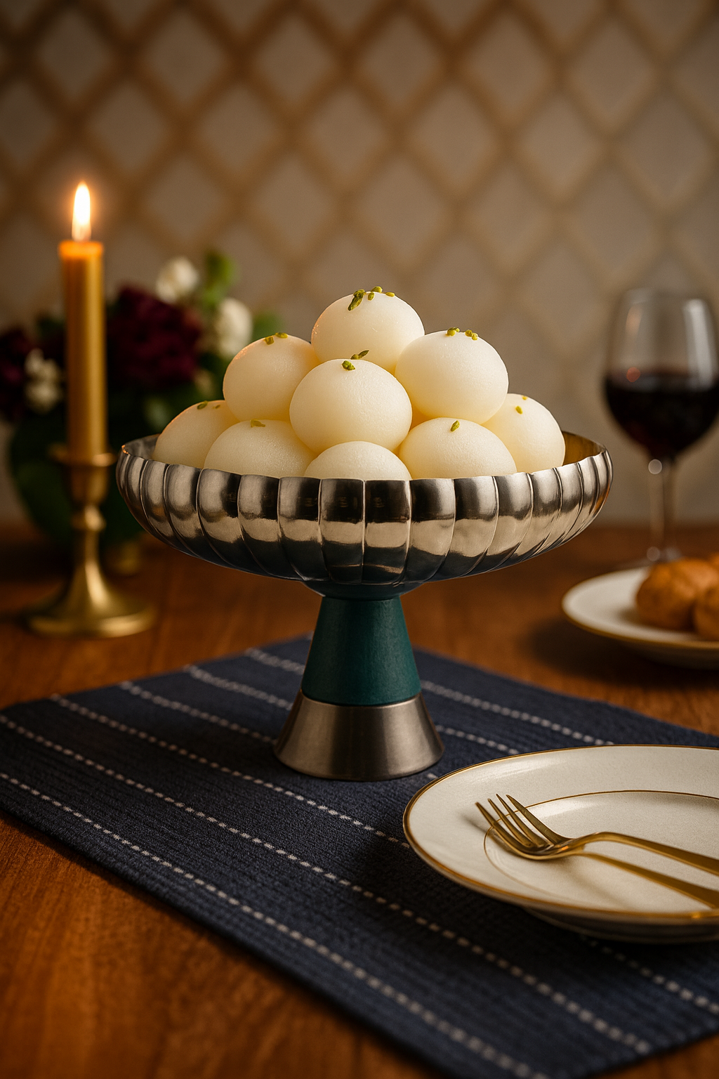 Teal Harmony Pedestal Bowl