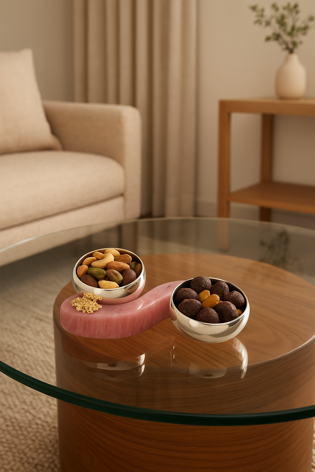 Rosy Orbit Twin Katori Set