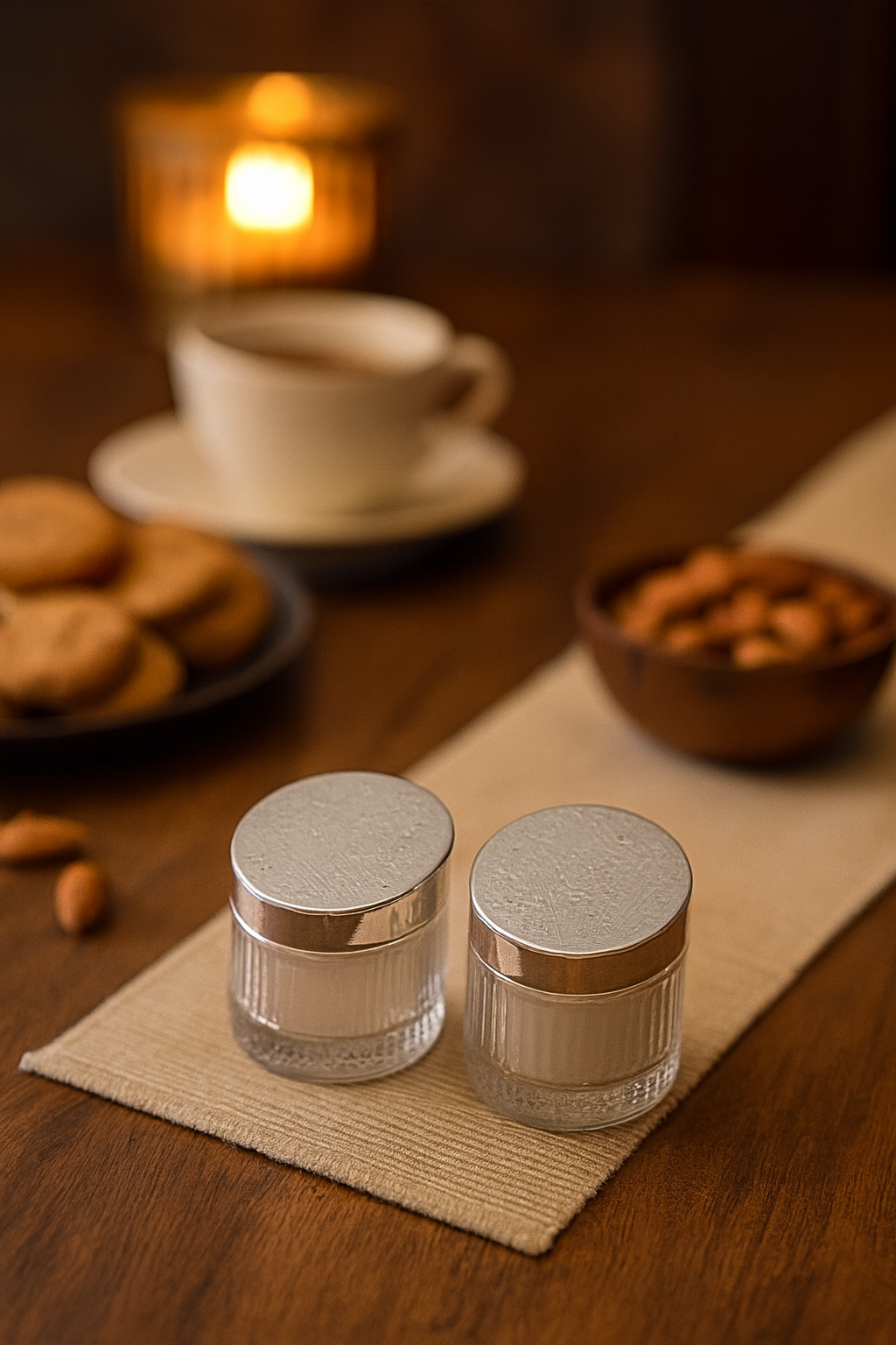 Bamboo Frosted Crystal Jar Set